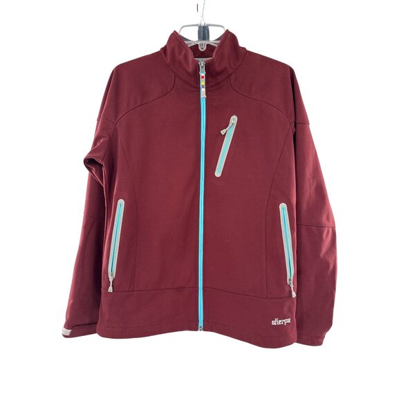 Sherpa Adventure Gear Womens Jacket Full Zip Burgundy & Blue Medium - Picture 1 of 11